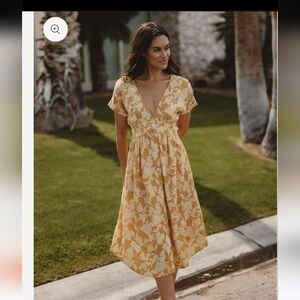 NWOT Ezra Crepe Deep V Button Thru Dress Size M